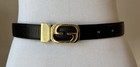 Vintage 80's Gucci ITALY Black Leather Belt G Buckle Unisex - 29 1/2 Inches