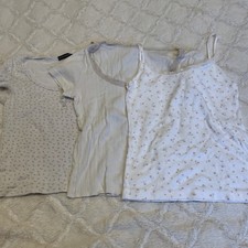 Lot/3 Brandy Melville One Size Tops Cream Floral Solid Neutrals
