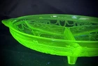 VTG Vaseline Glass Green Cameo Ballerina Footed Divided Dish Uranium depression