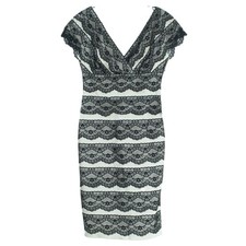 Adrianna Papell Dress Lace Black 4 Cocktail Party Wedding Guest Formal Elegant