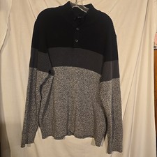 izod Men's Textured Color Block Sweater IZFGB77R Black Colorblock L