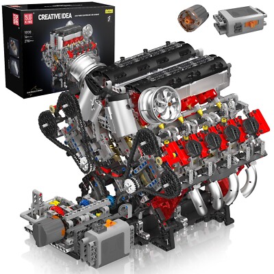 Mould King 10130 F488 V8 Engine V Type 8 Cylinder Motor Building Block Toy MOC