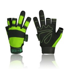 Fingerless Work Gloves High-Viz Gripper for Mechanics Builders Yards Carpenter.