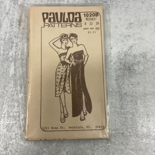 Vintage Hawaiian Pauloa Patterns 1020B Dress Pattern Size 8, 12, 16 Uncut - Foto 1 di 2