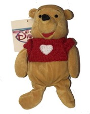 Vtg Disney Store Bean Bag Plush w/Tags Winnie The Pooh W/ Red Sweater and Heart