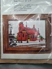 Caron Crewel Kit Train Depot New Vintage 1977