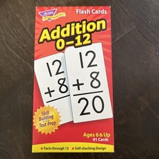 TREND Addition 0-12 Flash Cards, 91 Self-Checking Cards, Age 6 ,