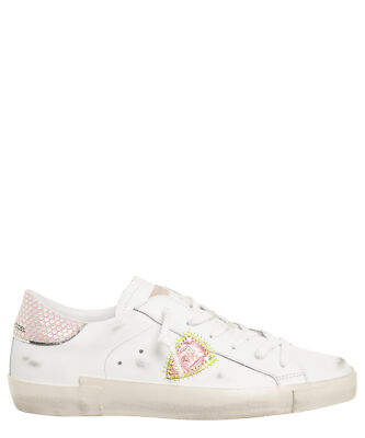 Philippe Model sneakers women prsx PRLD-VY10 Blanc - Rose leather logo detail