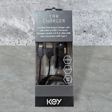Q2. Key Car Charger 3.4 Amp Dual Output With USB Cable To USB-Type C 480 Mbps