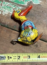 Vintage J. Chein Mechanical Tin Litho Walking Duck Wind Up Toy 1930  s Works 