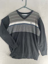 Travis Mathew Sweater Men  s XL V-neck Long Sleeve Pullover Golf Stripe Knit