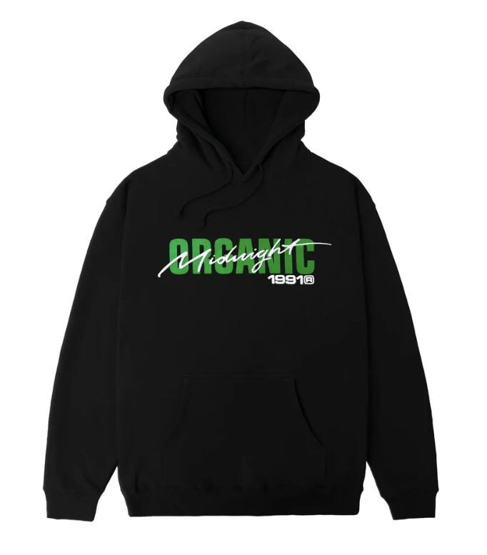 Midnight Organic Men's Large Hoodie Larry June Black Authentic