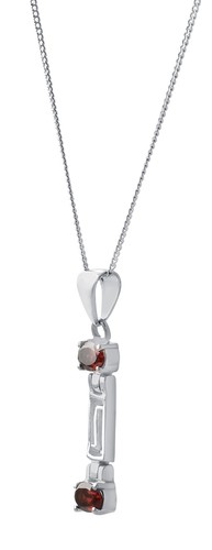 Two Stone Garnet Pendant Set In Rhodium - Picture 3 of 3