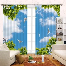 3D Sky Cloud Dove ZHUA064 Photo Curtain Window Blockout Fabric Amy 2023