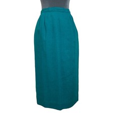 Vintage 80s Pendleton Womens 4 26" Silk Blend Teal Pencil Skirt Office Siren USA