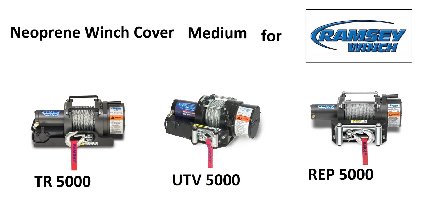 Ramsey Winch Neoprene Cover UTV TR REP 5000 lb WaterResist Snugly fit M