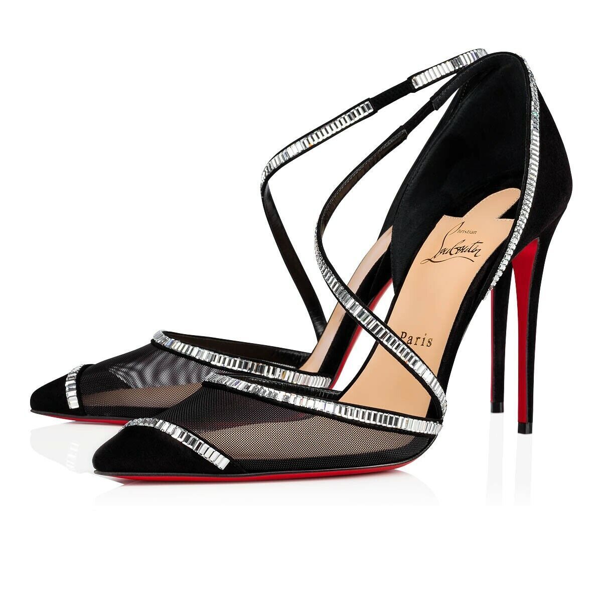 Christian Louboutin Chiara Diams 100 Black Silver Crystal