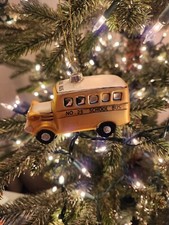 Hand Blown Glass Yellow School Bus Christmas Ornament Teacher Bus Driver Gift