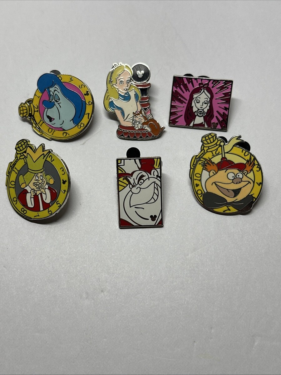 Disney Pins Alice In Wonderland Lot Stop Watch Hidden Mickey Set