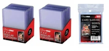 50 Ultra PRO 35pt Clear Regular Card Toploaders 3x4 Top Loaders Plus 100 Sleeves