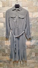 NWT Zara cotton blend belted ruffle trim midi dress
