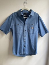 Carhartt Rugged Flex Shirt MEDIUM Relaxed Fit Blue Midweight Canvas