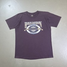 Vintage Harley Davidson Motorcycle T Shirt Large 90s Purple Made In USA SS Biker