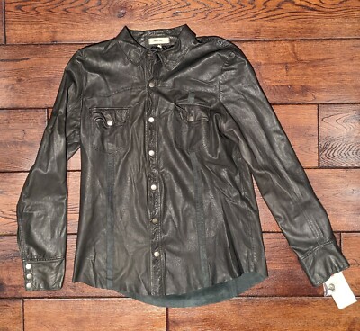 Jakett New York JKT NYC Women's Leather Robby Workshirt Size Medium Charcoal NWT