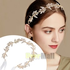 Leaf Wedding Headpieces for Bride Flower Girl Gold Bridal Headband Rhinestones