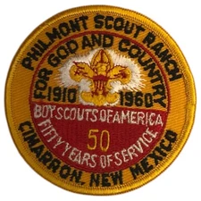 1960 Philmont Scout Ranch NM Golden Jubilee 50 Years Patch GLD Bdr (TS530)