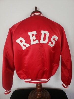   Vintage Stadium Club L Cincinnati Reds Starter Style Spellout Jacket EUC!