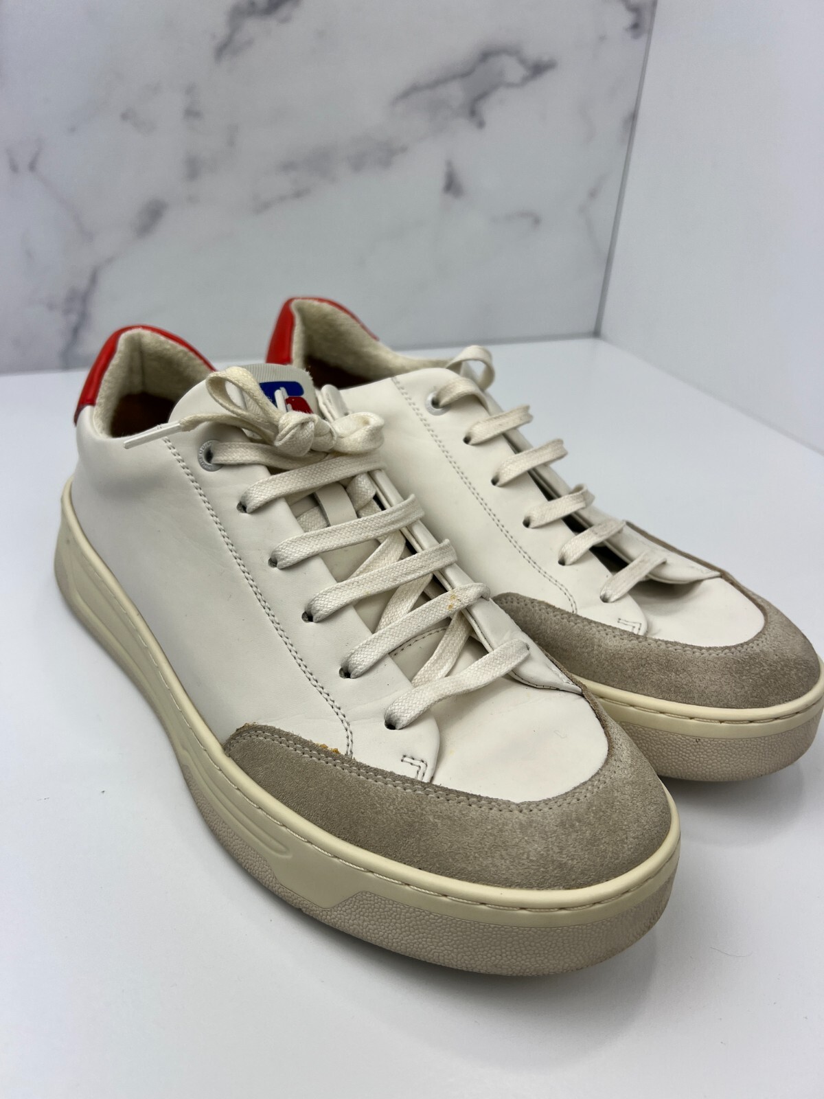 Sporty Leather Lace-up Trainers  - Size 8 / 41