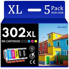 5 Pack 302XL T302 XL Ink Cartridge For Epson Expression XP-6100 XP-6000 Inkjet
