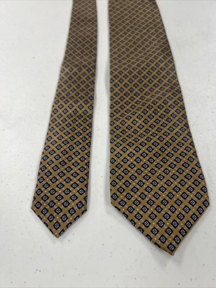 Corbata de cuello de seda geométrica beige y azul Dolce Punta para hombre $128 Foto 4 de 4