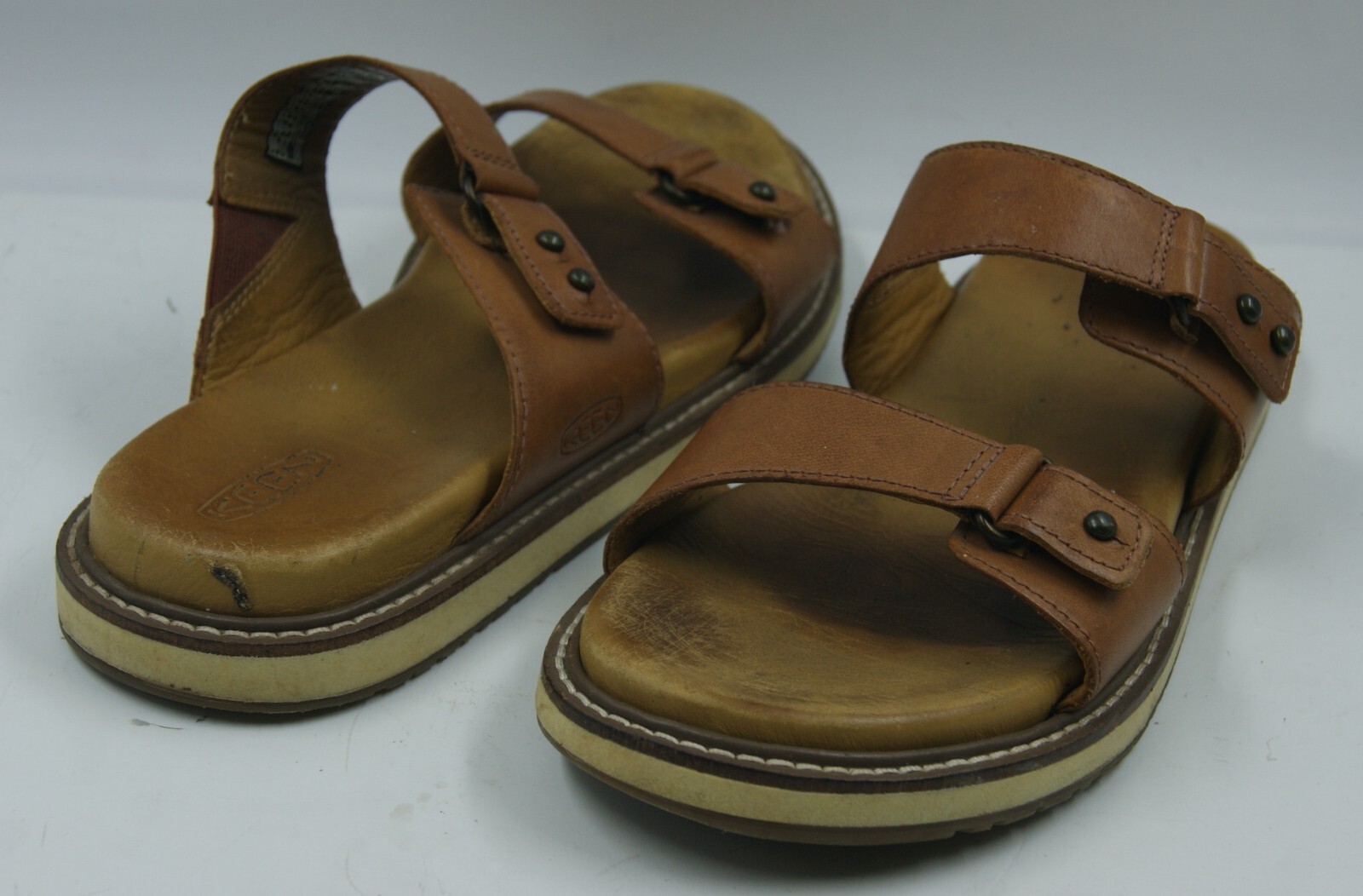 Sandali donna Keen Lana slide taglia 9 pelle marrone doppio cinturino slide comodi