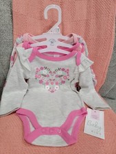 Baby Kiss  3 Pack Bodysuits  3-6 Months  Floral/Pink/Gray