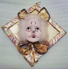 Wunderschöne Wandmaske im Rahmen, gold-lila-rosa, 22x22 cm groß