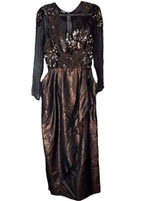 Victor Costa dress Vintage Size 10 Brown Shimmer Sequins - Note 2 Callouts