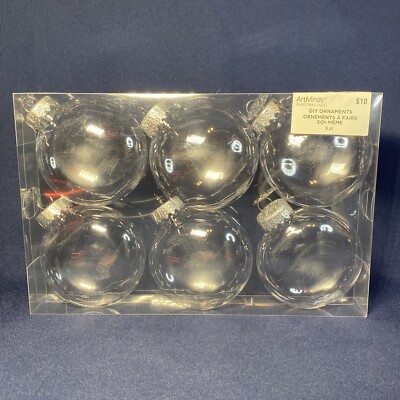 ArtMinds Clear Fillable Customize DIY Christmas Ornaments 3 inches Round 6 Pack