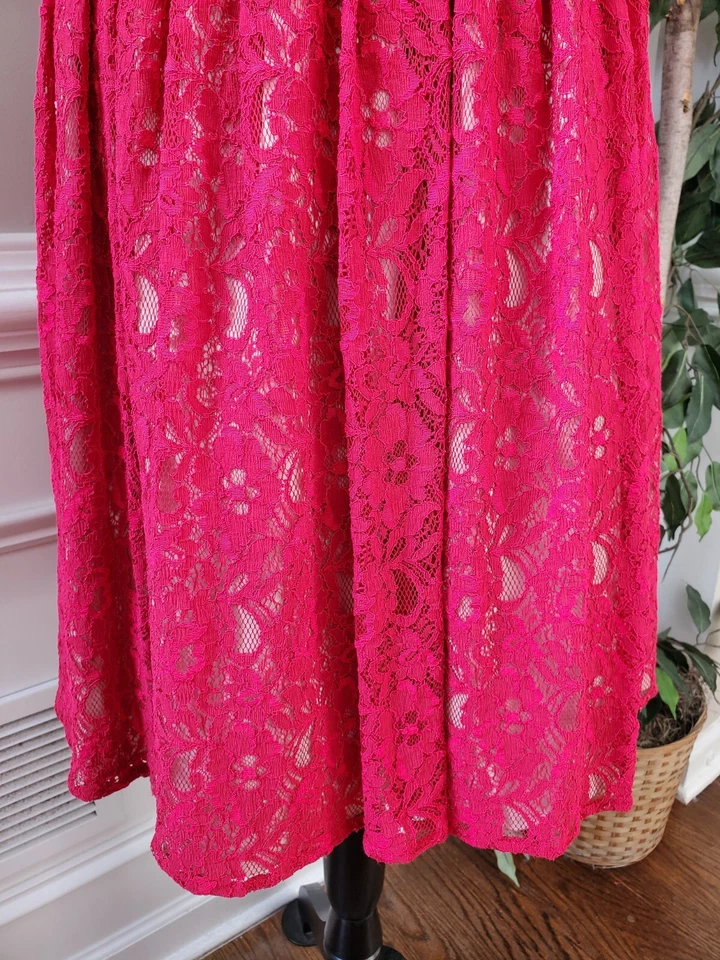 Vestido para mujer Aidan Mattox rojo floral sin mangas cuello redondo hasta la rodilla talla 12 Foto 4 de 4