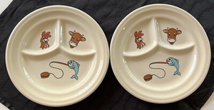 Sterling Restaurant China Rooster Cow Fish With Hamburger Child’s Divided Plate