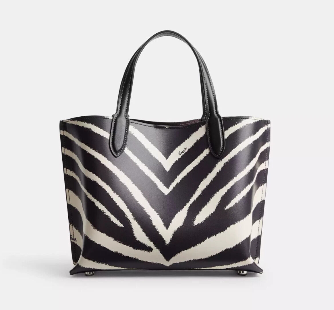 Coach Silver/Brown/Multi Willow Zebra Print Refined Calf Leather