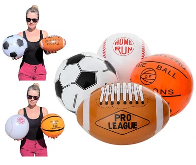 RINCO 16" Sports Beach Ball Inflate Assortment (Football, Soccer Ball, Baseball...