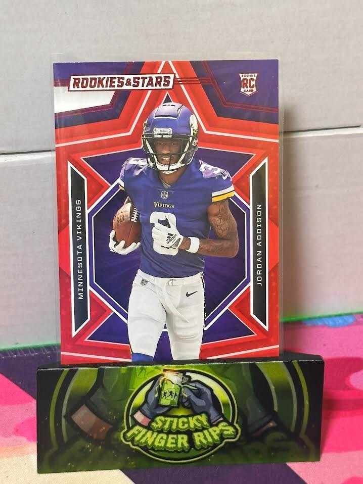 2023 Panini Rookies & Stars Jordan Addison RC Red Parallel Rookie #157 Vikings