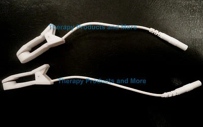 2 EAR CLIP CLAMP ELECTRODES to 2mm FEMALE for TENS 3000 TENS 7000 Massager