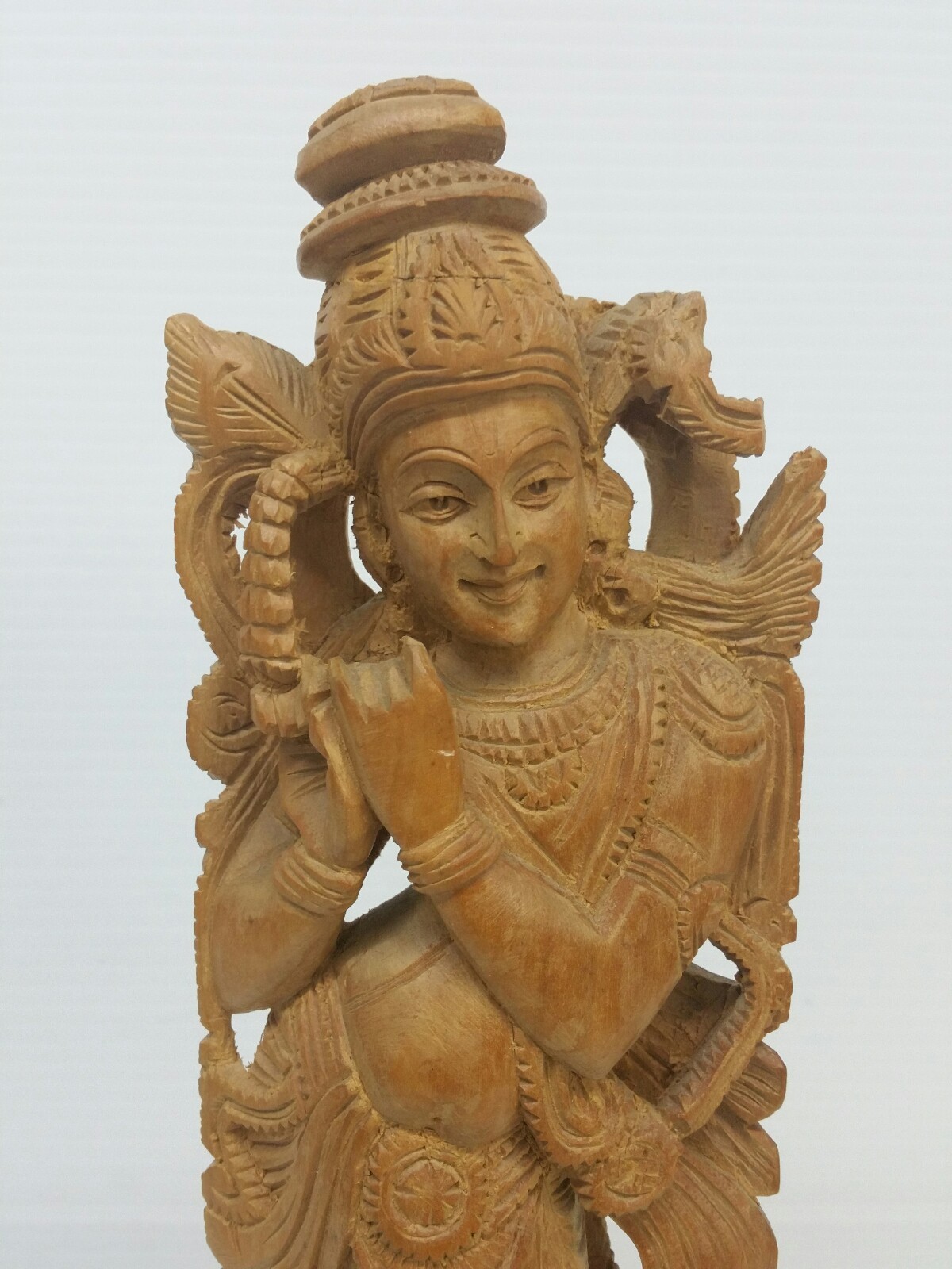 Vintage Balinese art God Shiva Hindu figurine wood hand carved statue