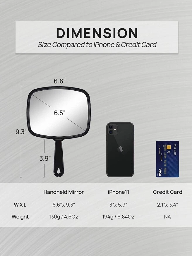 Espejo de mano extra grande para peluquería dama maquillaje belleza cosmético con mango Foto 3 de 4