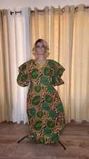 African Ankara Cotton Print Dress For Women, Fit L/XL, Long Short Lenght
