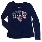 Tennessee Titans Womens L Long Sleeve Tee V-Neck T-Shirt USA Patriotic Flag NFL