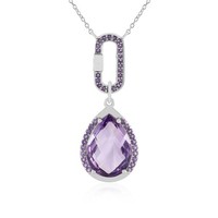 Cavill Lavendel Amethyst Collier 925 Sterlingsilber Platiniert 9,51Ct Tropfen